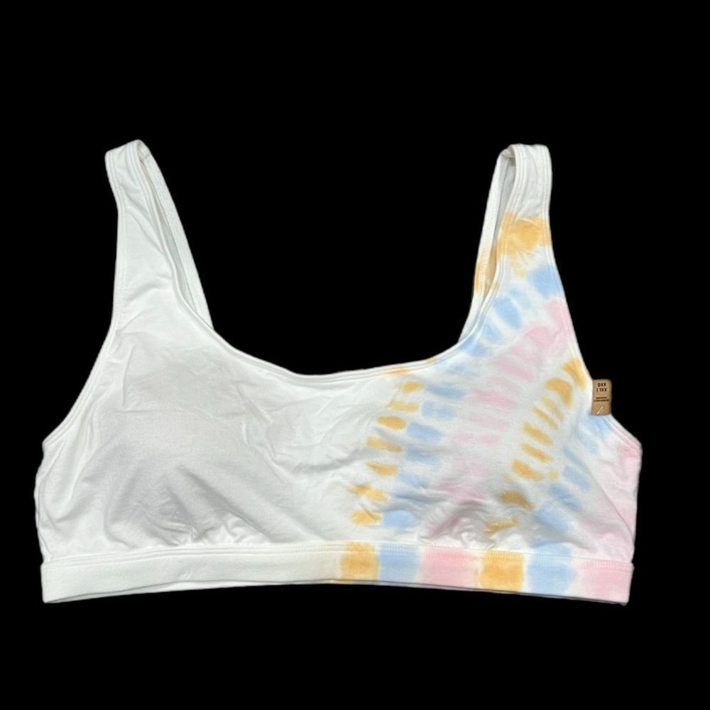 Victorias Secret Pink Soft Cotton Removable Padding Bralette bra white multicolo